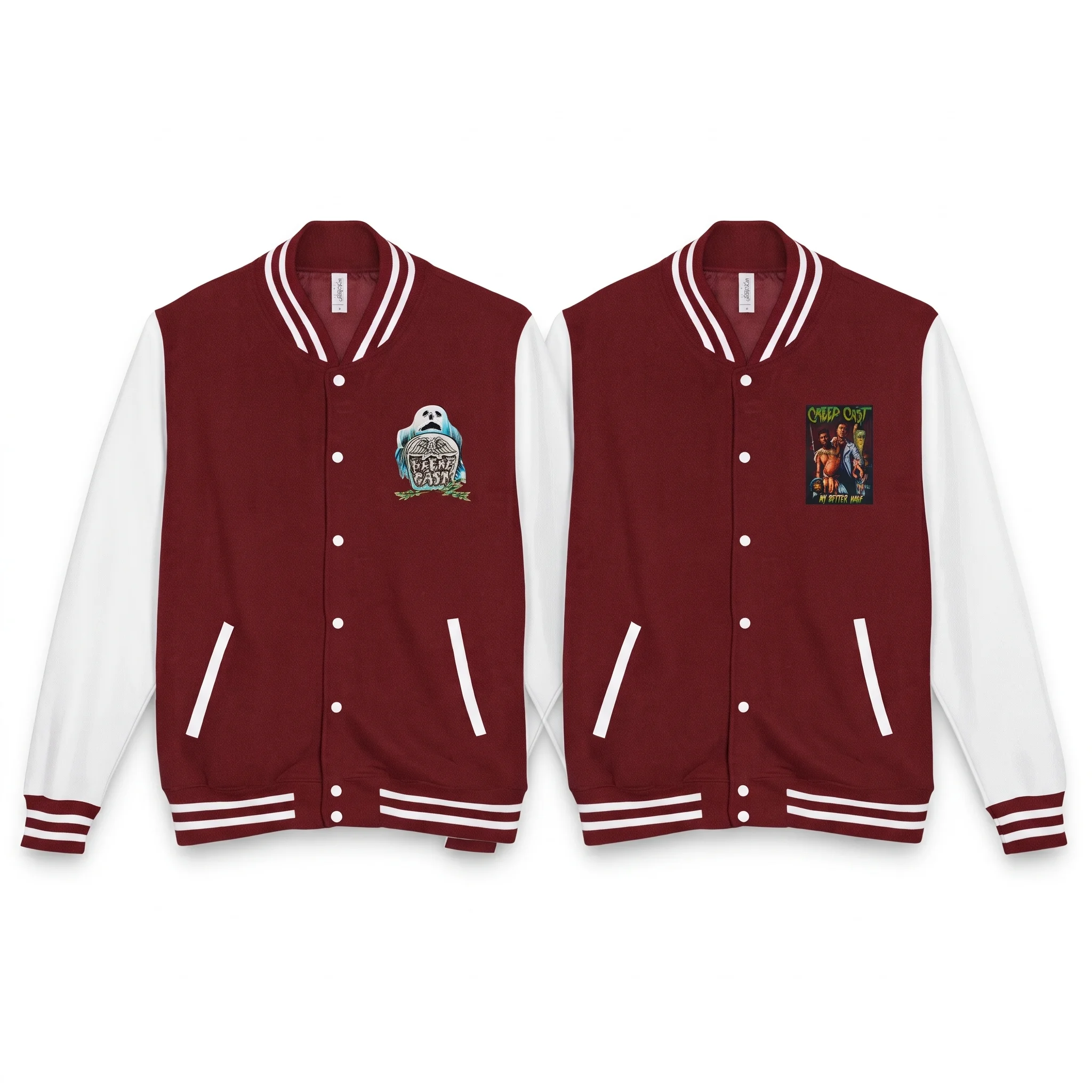 Creep Cast heavyweight letterman jackets and horror outerwear