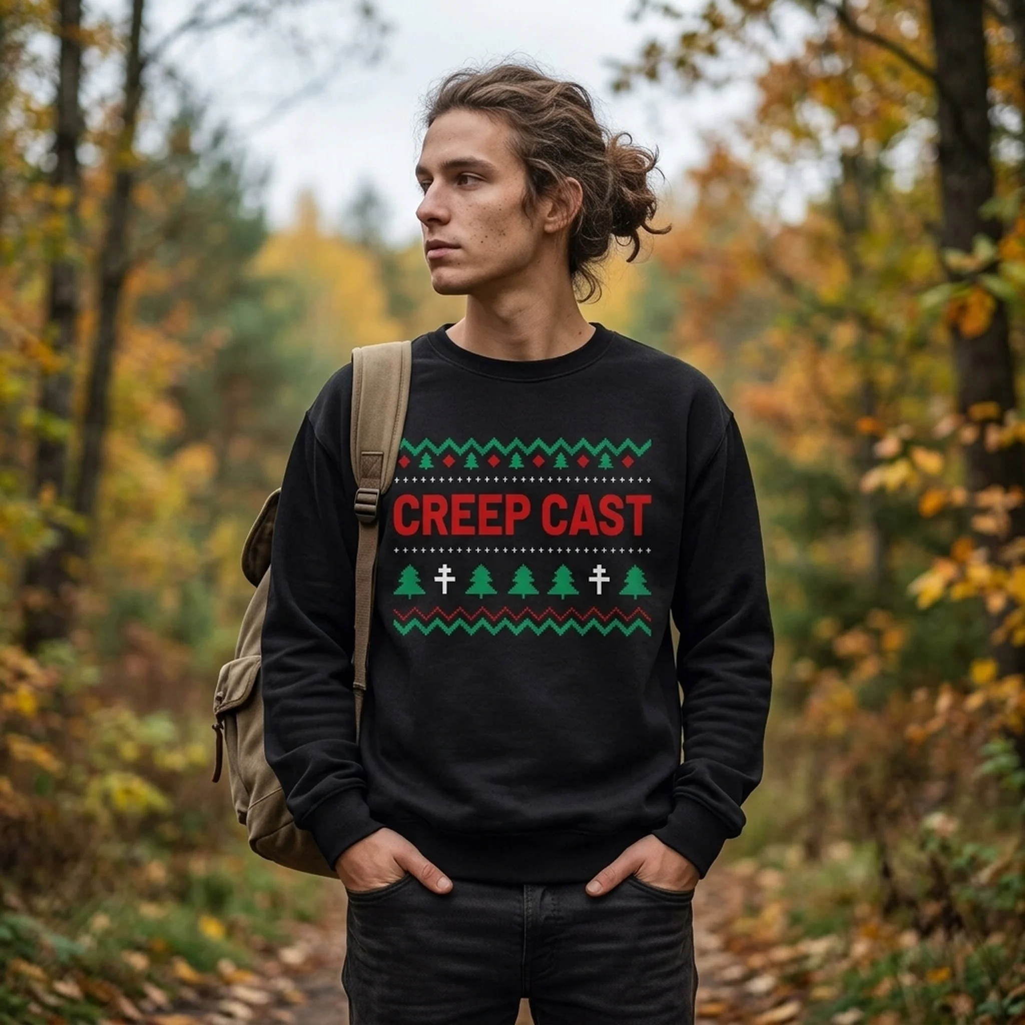 Creep Cast Unisex Heavy Blend Crewneck Sweatshirt - worn by model, front view
