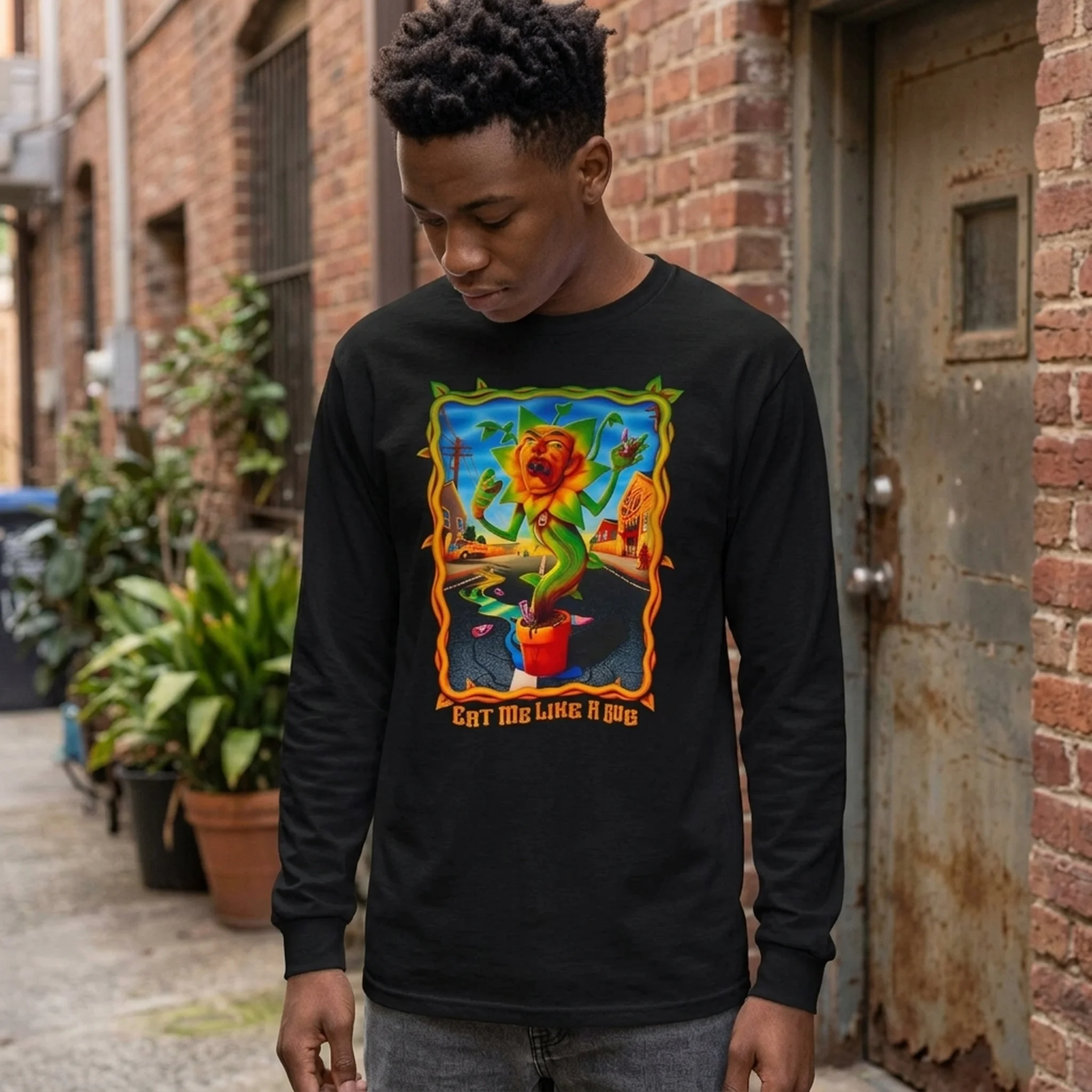 Creepcast Eat Me Like a Bug Unisex Ultra Cotton Long Sleeve Tee - lifestyle shot