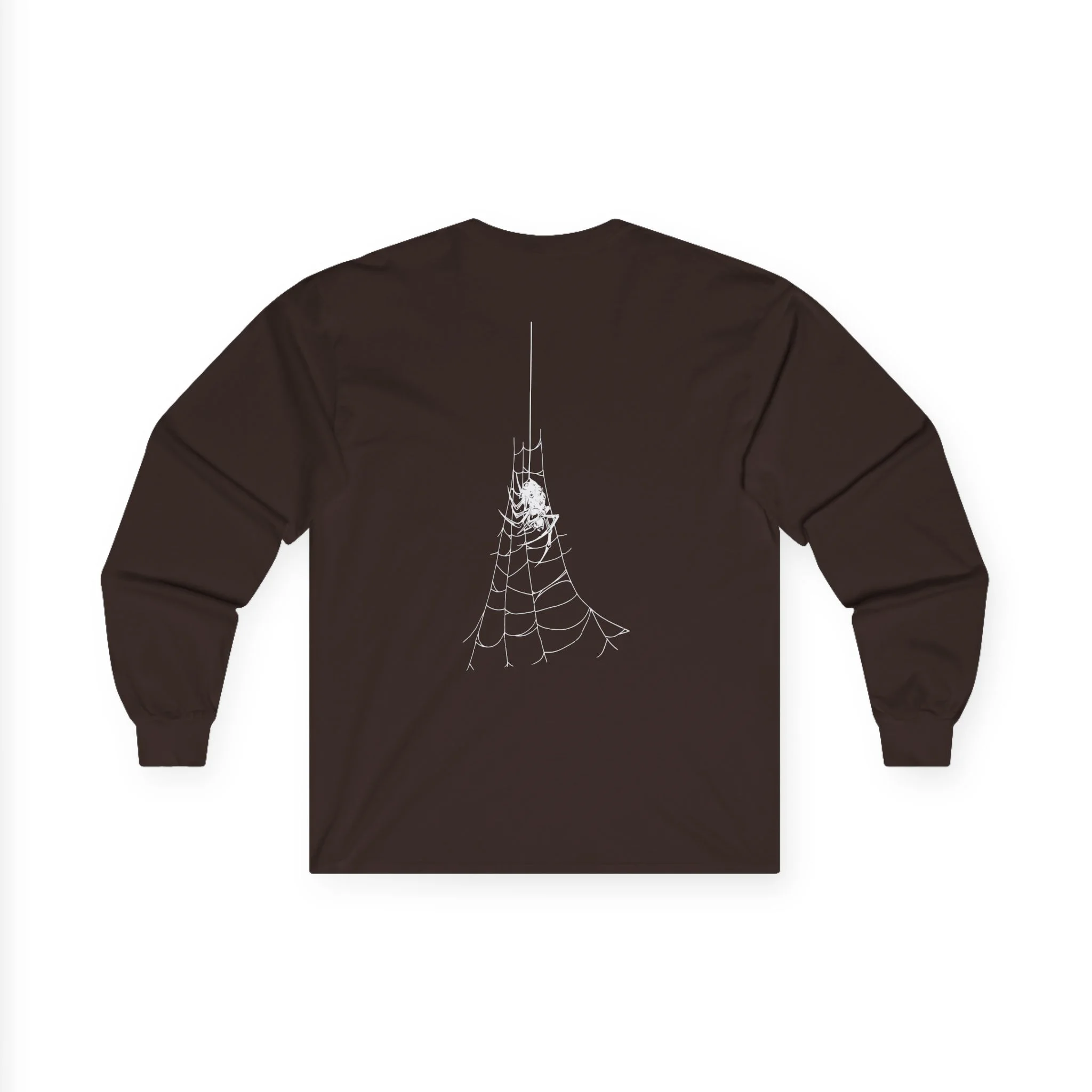 Angled laydown showcasing garment drape and sleeve finishing on the Creepcast Faces Longsleeve Shirt - Creep Cast Merch