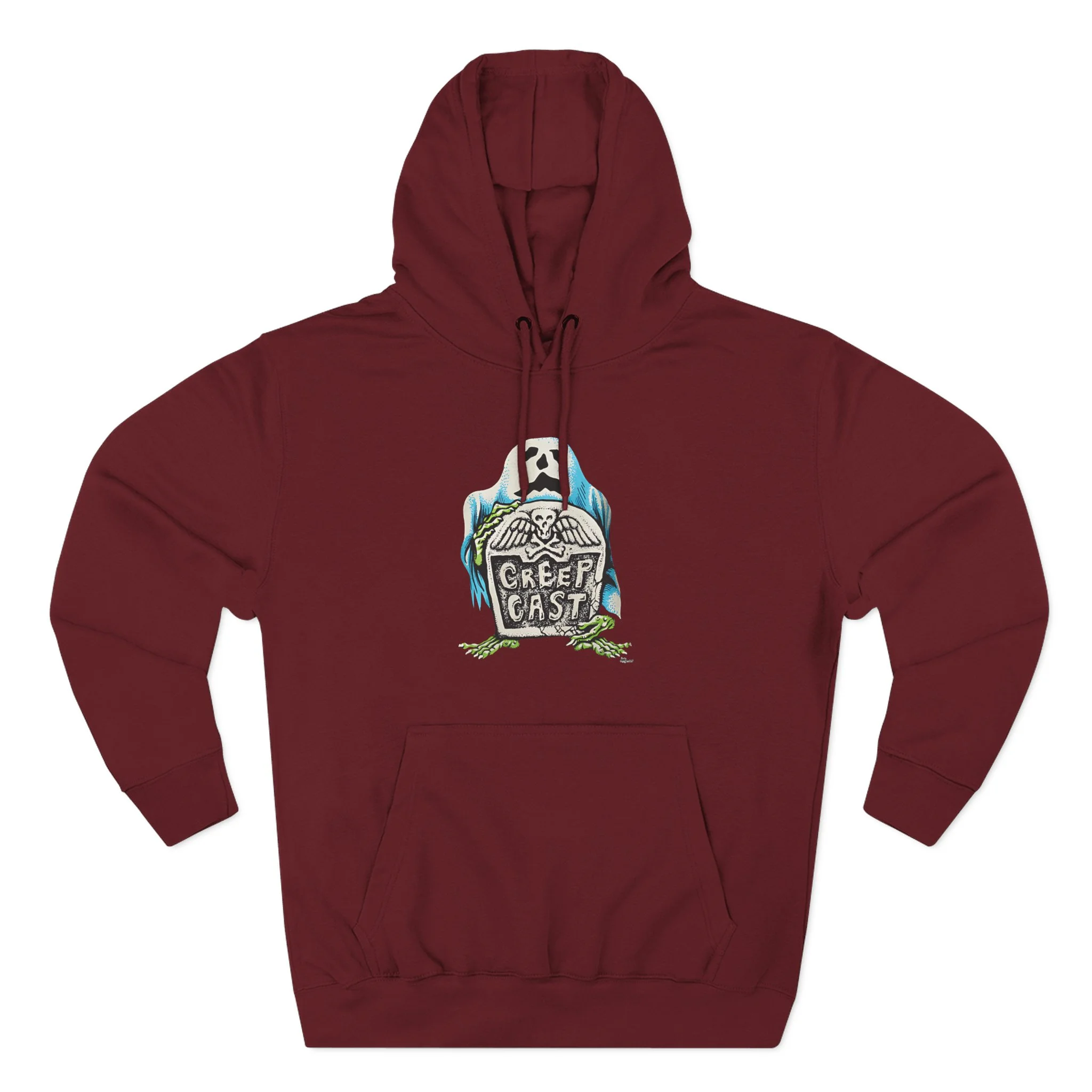 Detailed craftsmanship perspective 14 of the Creepcast Tombstone Fleece Hoodie - Creep Cast Merch