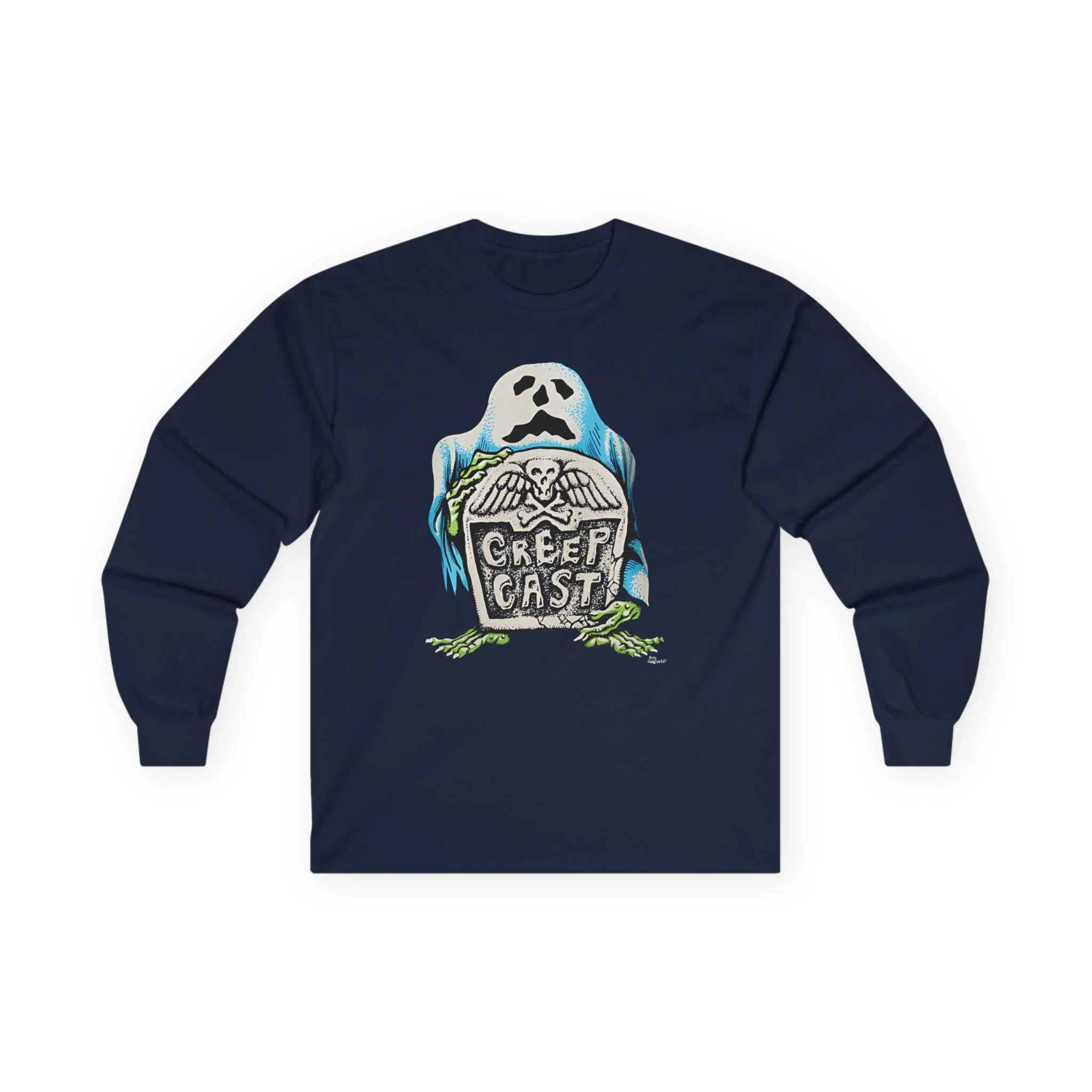 Detailed craftsmanship perspective 10 of the Creepcast Tombstone Longsleeve Top - Creep Cast Merch