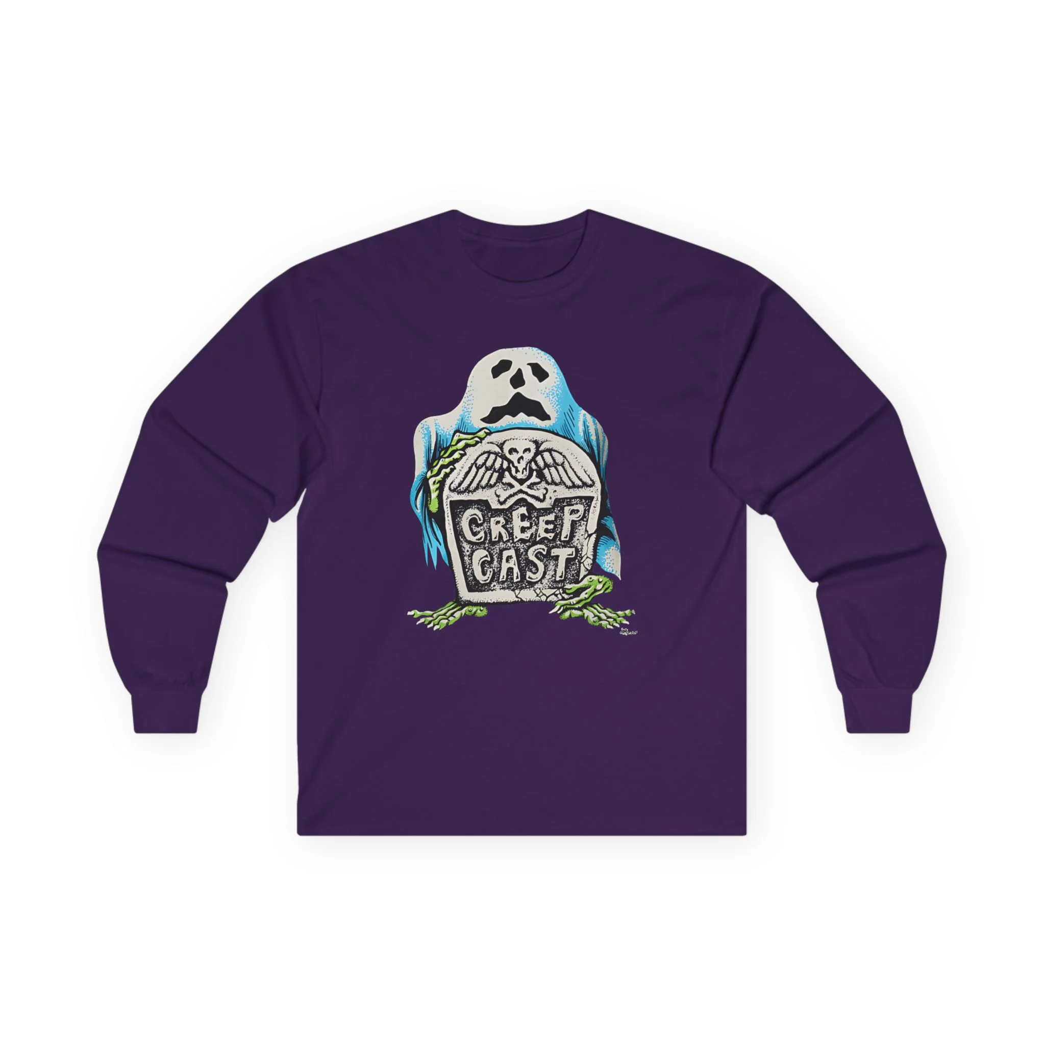Detailed craftsmanship perspective 12 of the Creepcast Tombstone Longsleeve Top - Creep Cast Merch