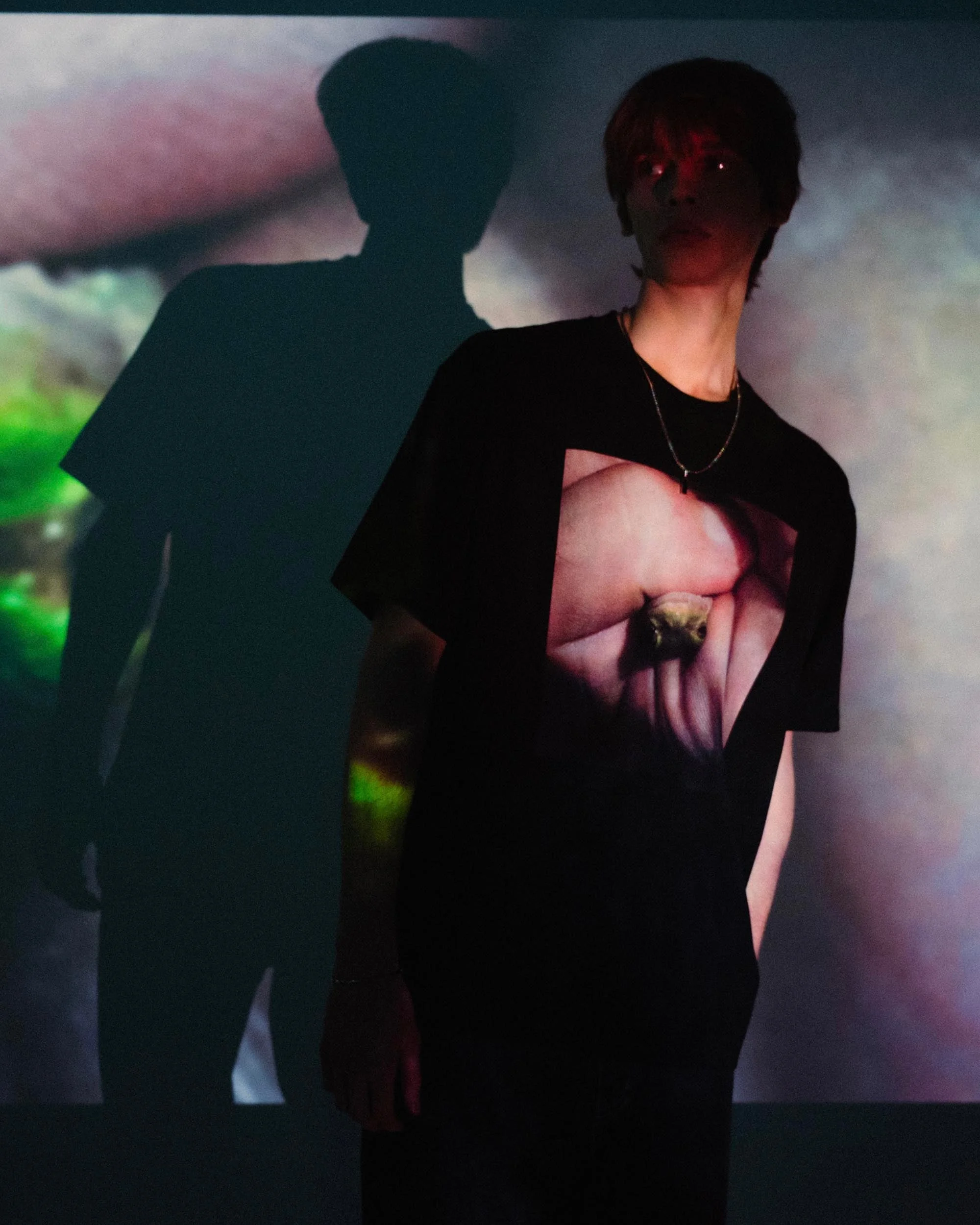 Lifestyle perspective displaying the relaxed unisex fit of the Special Guest Podcast Tshirt Tee - Creep Cast Merch