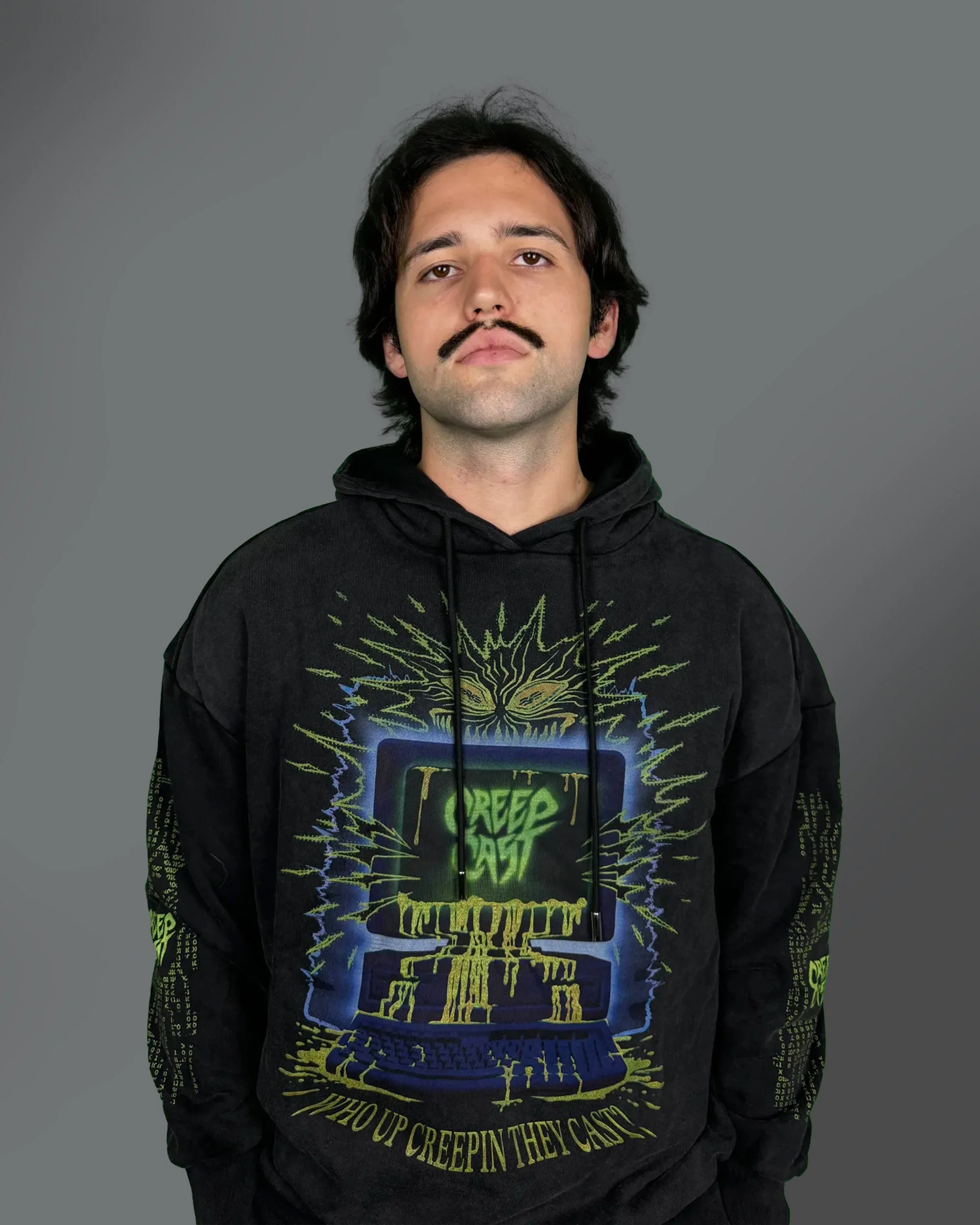 Rear perspective showing the clean back construction and hem of the Who Up Creepin Pullover Hoodie Top - Creep Cast Merch
